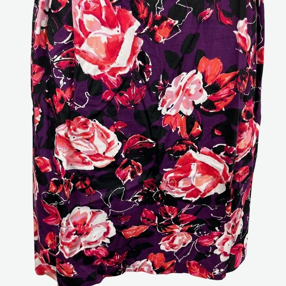 Apt 9 Stretch Women's Purple Coral Pink Floral Sleeveless Box Pleated Dress 14 - Picture 4 of 16